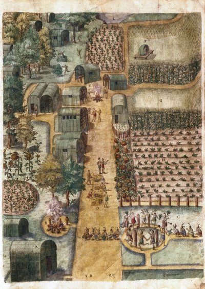 El pueblo indio de Secoton, c.1570-80 de John White